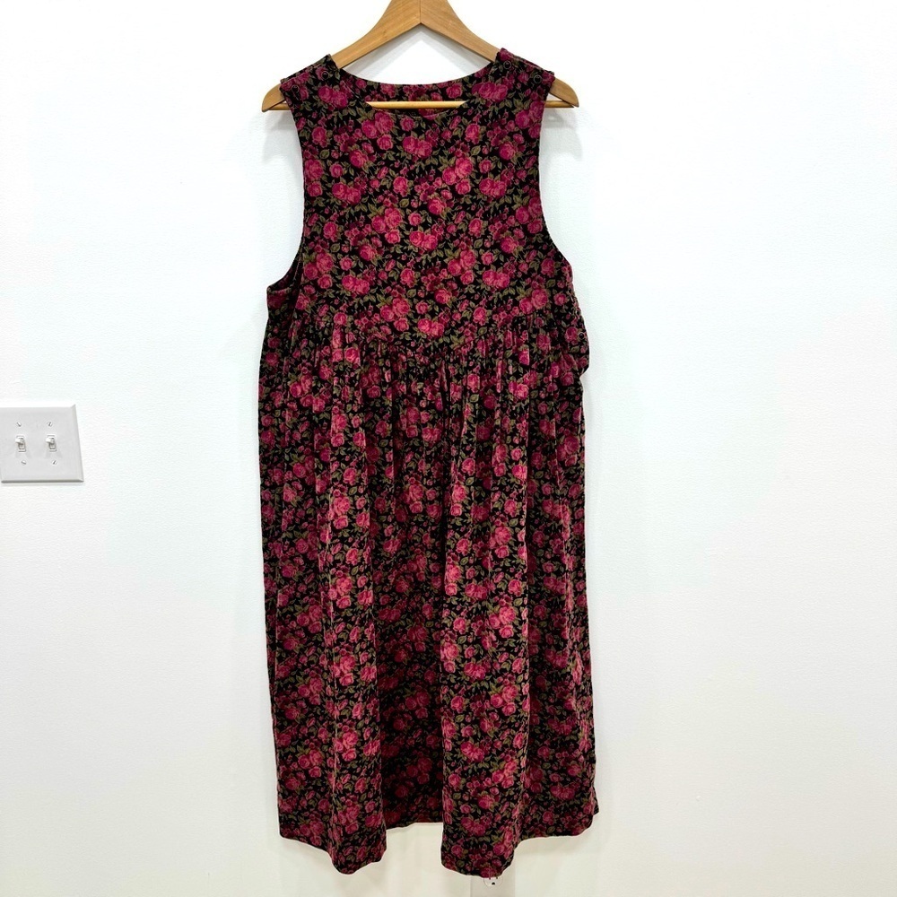 Handmade corduroy floral jumper dress cottage farmhouse homesteader homemaker
